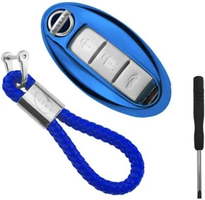 Car Key Fob Cover Case KeyChain TPU Holder Shell For Nissan Infiniti Blue - Foto 1 di 7