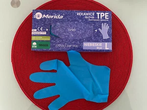 Elastomerhandschuhe TPE, blau, Größe L, VE 100 von Merida - Picture 1 of 5