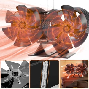 12 Blades Wood Stove Fan Heat Powered Fireplace Fan Non Electric Log Burner Fan - Picture 1 of 17