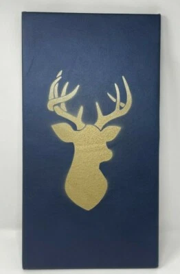 全新 手工制作 皮革 包裹 悬挂墙艺术装饰 鹿鹿 蓝色 金色 巴克 — 第 1/4 张图片