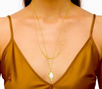 Collar Kendra Scott Tono Dorado Tessa Multi Hilo con Colgante en Musel Blanco Foto 1 de 4