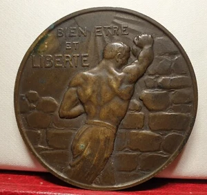 French bronze art medal Well-being Liberty breaking the Wall - Picture 1 of 2