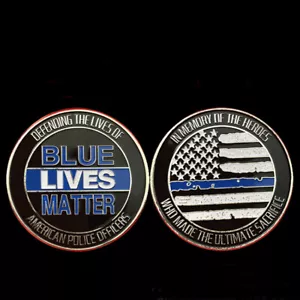 Law Enforcement Challenge Coin Police Officer Gift Blue Lives Matter Collectible - Picture 1 of 7