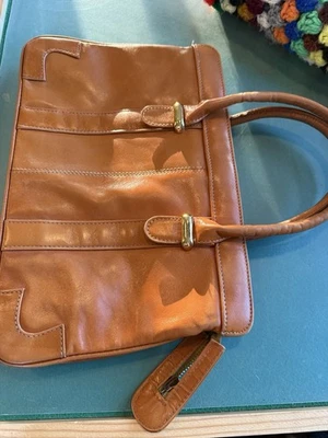 Винтажный верблюд цветной кожи Тано сумочка Дамская сумка золотые акценты - некоторые недостатки - Изображение 1 из 4