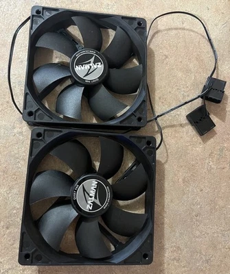 2 PCs Zalman ZA1225ASL QUIET  7 Blade 120mm 2 Pin, Molex Fan, Black - Image 1 of 2