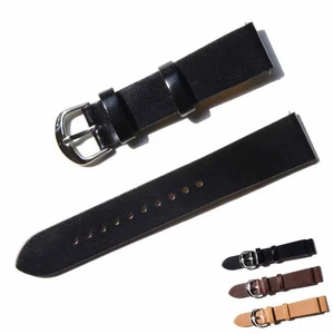 Watch Bands Watch Parts Cowhide Genuine Leather Wristwatch Straps 18mm Black - Picture 1 of 4