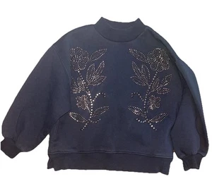 Zara Girls Size 6 Gray Studded Pull Over Sweat Shirt - Picture 1 of 3