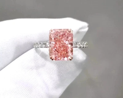 14K Multi Tone Gold Natural Pink Sapphire and Lab Grown Diamond Wedding Ring - Image 1 of 4