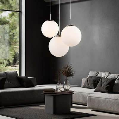 Luminaire Suspendu Lumière pour Salle à Manger Lampe Boule LED 3 Flammes Verre D - Photo 1/4