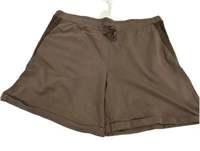 Pantalones cortos para mujer Jill XL marrón con cordón ribete de encaje tejido ropa para dormir salón Foto 1 de 4