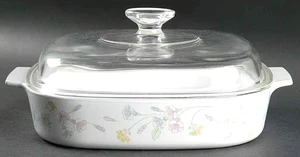 VTG Corning Ware Casserole Pastel Bouquet A-10-B 2.5 Liter w/ Pyrex A-12-C Lid - Picture 1 of 5
