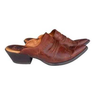Ariat Juliette Mule Clog 7.5B Brown Leather Western 97682 Stacked Heel Slip On - Image 1 of 4