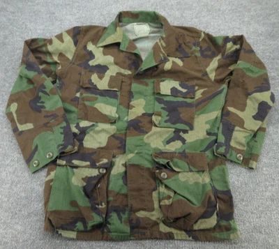 Vintage US Army BDU Jacket Mens Medium Long Woodland Camo Combat Coat 80s - Image 1 of 4