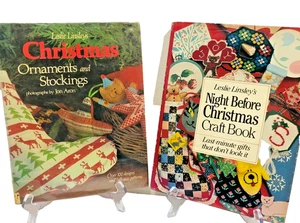Vintage Christmas Craft Book Lot Leslie Linsley Ornaments Stockings Gifts 1980s - Picture 1 of 9