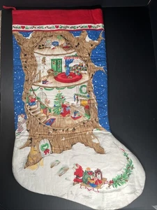 Vintage 1980er Handarbeit Weihnachtsstrumpf Land Maus Stammbaum 32" Unikat - Bild 1 von 19