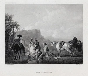 Eine Jagdszene. Stahlstich, nach Wouvermann um 1870 - Picture 1 of 2