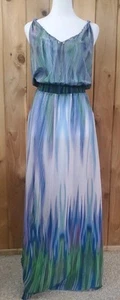 I Am Alberto Makali Beaded Long Maxi Dress S Maxi Purple Green Blue - Picture 1 of 13