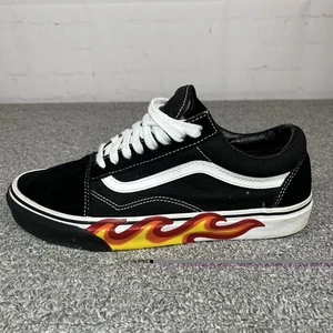 Vans Old Skool Shoes Mens Size 9.5 Black Flame Canvas Skate Sneakers 500714 - Picture 1 of 8