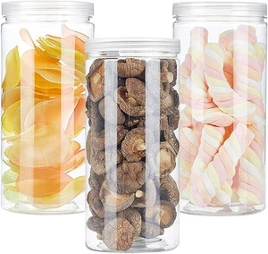 3 PCS 46OZ/1360ml Clear Plastic Round Storage Jars,Empty Jars - Picture 1 of 7
