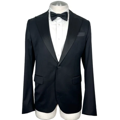 Indochino Wool Cashmere Silk Peak Lapel Black Formal Dinner Tuxedo Jacket 40 R - Image 1 of 4