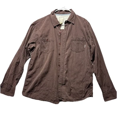 Horny Toad Organic Cotton Shirt Button Down Collared Mens XL Brown Stripe - Image 1 of 4