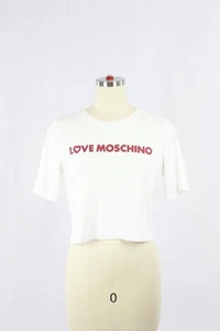 Camiseta LOVE MOSCHINO Blanca Algodón Jersey Logo Cuadrado Cuello Redondo, Talla 2 - Imagen 1 de 13