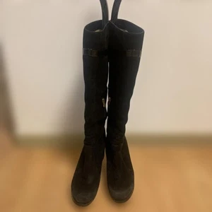 FENDI Long Boots Shoes EU 37 US 7 Suede Black Authentic - Picture 1 of 24