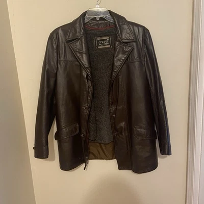Vintage Cooper Men's Leather Button Up Jacket Brown Size 42 - Изображение 1 из 4