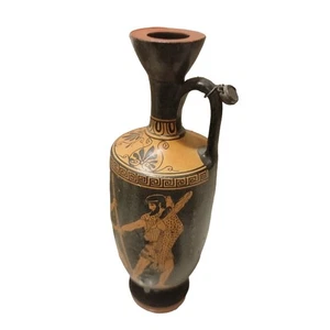 Griechische Terrakotta Vase klein Lekythos Keramik rot Figuren grau hellbraun  - Bild 1 von 14