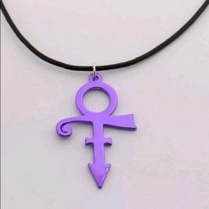 Prince Symbol Pendant Necklace Purple Charm Statement Black Cord, 1 in New - Picture 1 of 1
