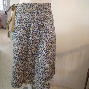 Vintage Wickelrock geblümt blau/gold/hellbraun Gr. M - Bild 1 von 5