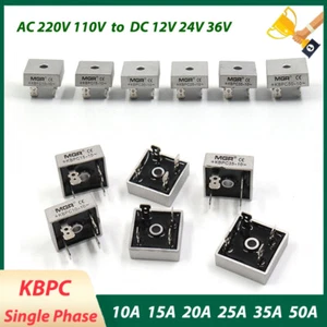 Single Phase Bridge Diode Rectifier Metal Case KBPC 10-50A AC 220V to DC 12V 24V - Picture 1 of 26