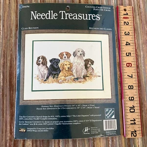 Class Reunion Retriever Dog Counted Cross Stitch Kit Needle Treasures #04696 Vtg - Bild 1 von 4