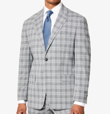 Sean John Men's 46L Classic-Fit Plaid Grey Suit Jacket NWT $360 Foto 1 de 4