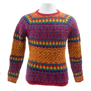 Zara Man Denim Couture Size M Multicolor Knit Acrylic & Wool Sweater Crew Neck - Picture 1 of 12