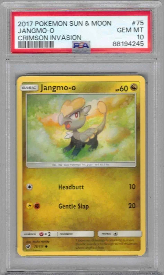 2017 Pokemon Sun & Moon, Crimson Invasion, #75, Jangmo-o, PSA 10, Gem Mint - Image 1 of 1