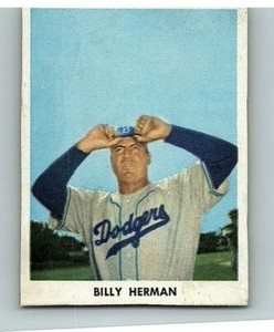 1955 Golden Stamp Book Brooklyn Dodgers 27 Billy Herman Hand Cut Card Fr/Gd