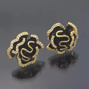 18K Gold Filled Stunning Italian Rosette Simulated Diamond 18ct GF Earrings 20mm - Picture 1 of 8