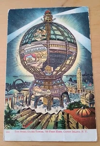 1906 Stahlkugel Turm Coney Island NY, New York MN Glimmer \ Glitzer - Bild 1 von 6