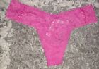 New Vs All Over Lace Dbl Strappy Thong Panty Size Small Hot Pink