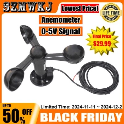 SZMWKJ USA 3 Cups Polycarbonate Wind Speed Sensor Voltage Signal Output Anemometer