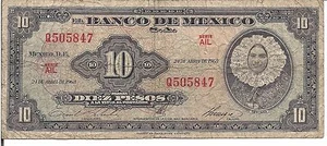 MEXICO, 10 PESOS, 1963 - Picture 1 of 2