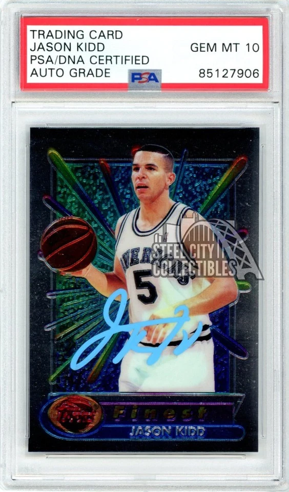 Tarjeta de novato Jason Kidd 1994-95 Topps Finest autógrafo #286 PSA/DNA 10 (azul) Foto 1 de 1