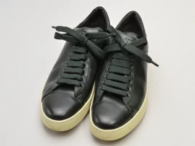 TOM FORD Leather Sneakers Size 38 Dark Green KYW MME W119-4T w / Original Box - Image 1 of 4