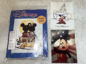 NEW VINTAGE DISNEY "PUPPY LOVE" CROSS STITCH PATTERN KIT W/ FLOSS FABRIC++BONUS - Picture 1 of 3