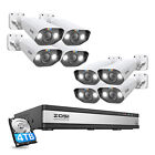 ZOSI 16CH 4K 8MP POE NVR 8MP Spotlight  POE Security Camera System with 4TB HDD