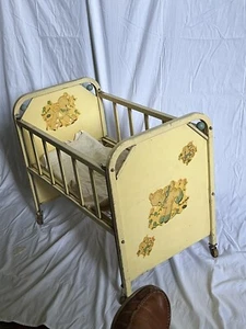 Metal Vintage 1950's Amsco "Doll-E-Crib" Adjustable Side Rail Yellow - Picture 1 of 7
