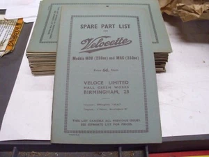 VELOCETTE Spare Part List (without prices) MOV (250cc) & MAC (350cc) F132/5R/GD  - Foto 1 di 12