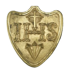 † 19TH IHS JESUIT ORDER GOLDEN BRONZE BELT BUCKLE LARGE BROOCH PIN BADGE FRANCE† - Picture 1 of 24