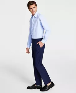 Calvin Klein Mens 36x32 Slim Fit Plaid Performance Dress Pants Blue Black - Picture 1 of 3